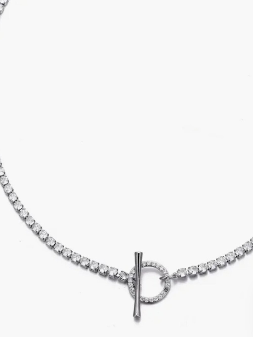Adornia Silvertone Crystal Tennis Necklace with Toggle Clasp/ BNWT - Picture 3 of 3